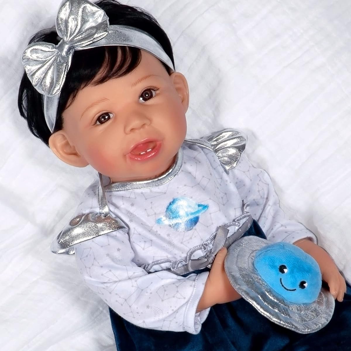 Paradise Galleries Reborn Toddler Girl Doll Galaxia 21" with Rooted Black Hair and Brown Eyes Made by GentleTouch Tested Vinyl