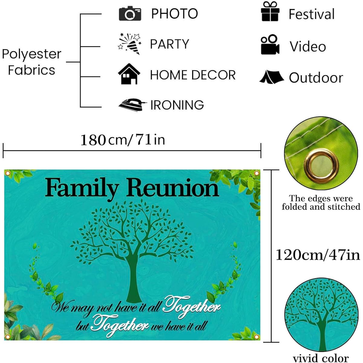 Family Reunion Backdrop Banner - We are Family Banner - 6 x 4ft Family Background for Moving In/Adoption/Family Gathering Party Decorations