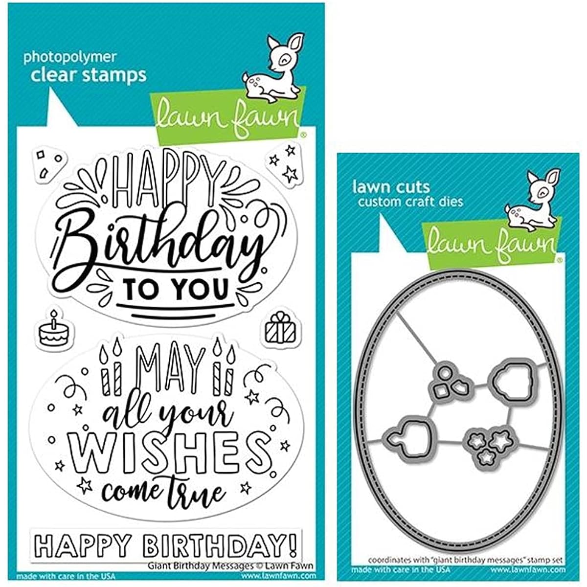 Lawn Fawn Giant Birthday Message Bundle Clear Stamps and Dice 2 Items