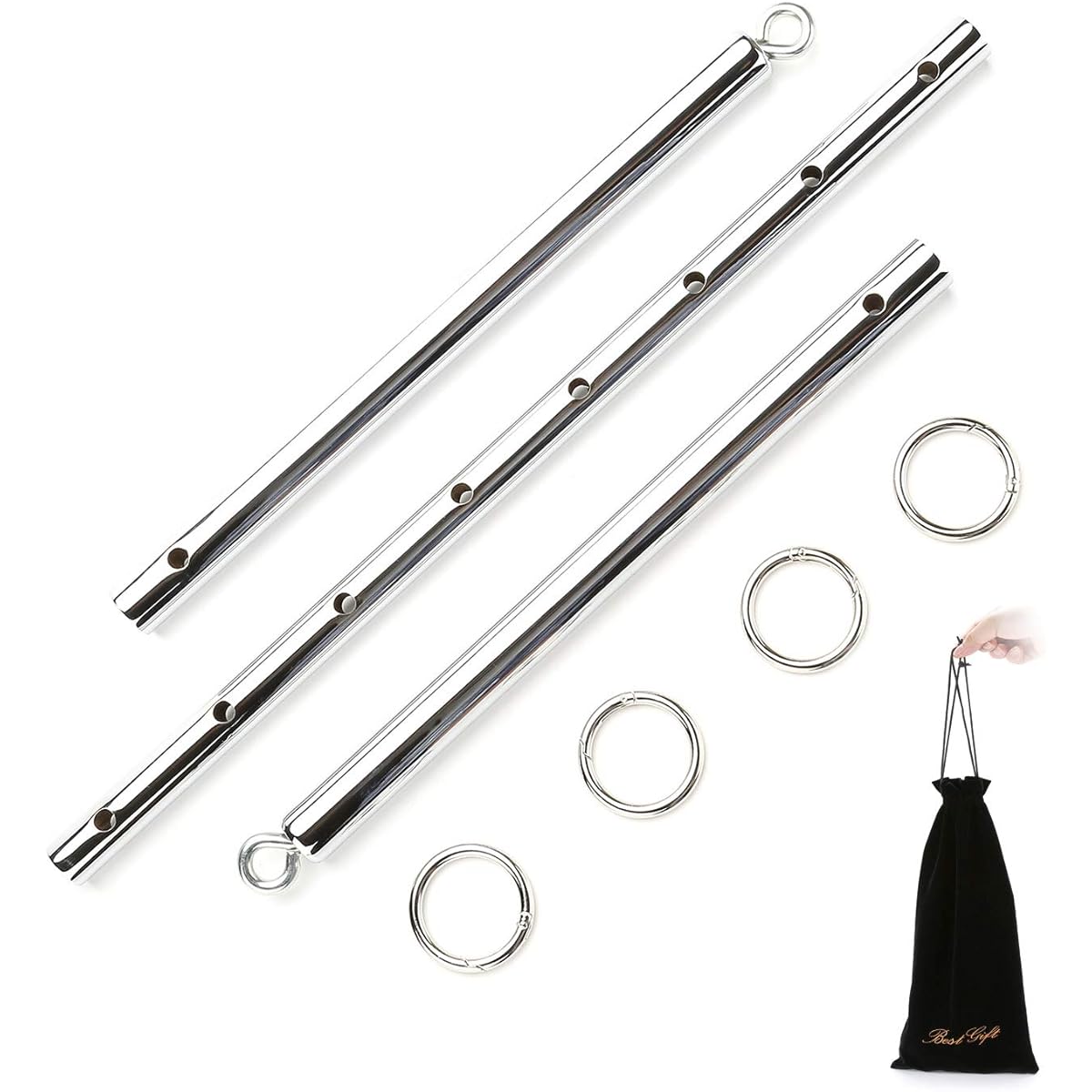 TMEOIIPY Expandable Silver Spreader Bar, 3 Sections Freely Adjustable, Pilates Sports Kit