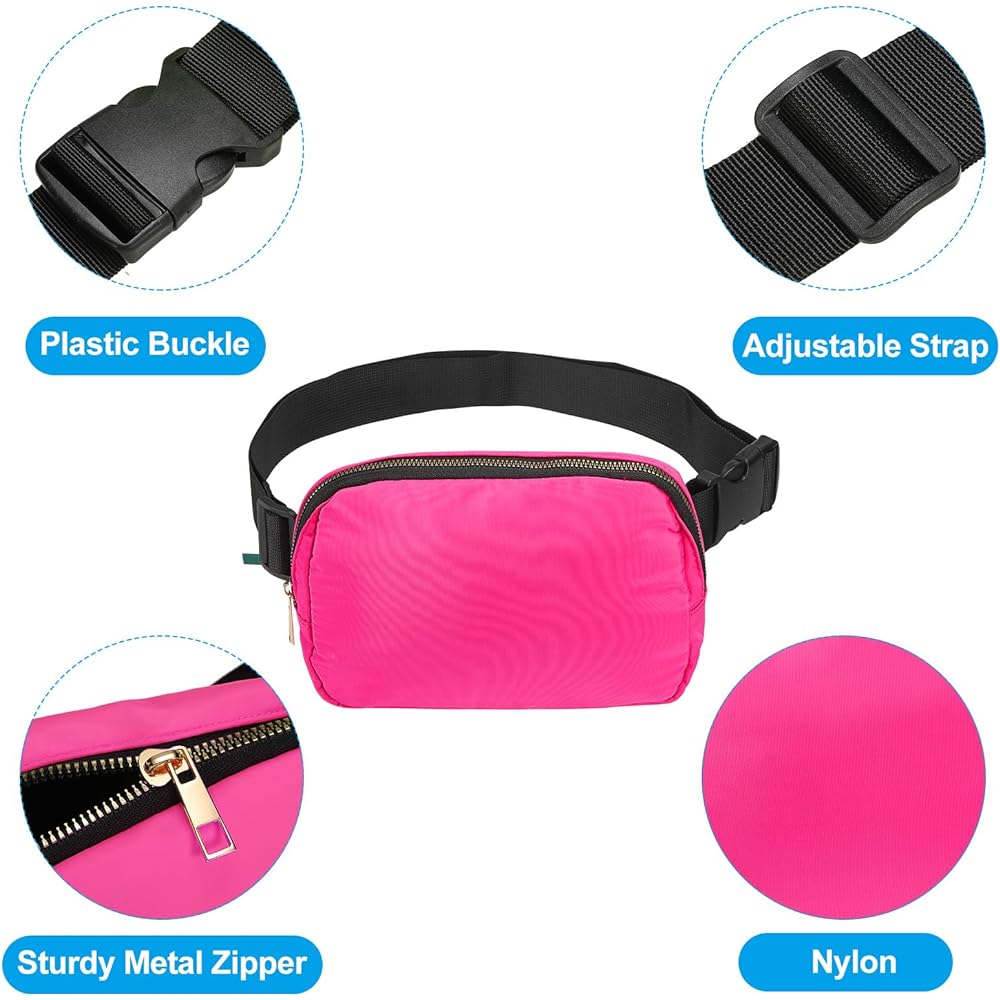 PATIKIL Fanny Pack Waterproof Belt Bag Men & Women Adjustable Crossbody Bag Waist Bag for Running Travel Workout Rose Red