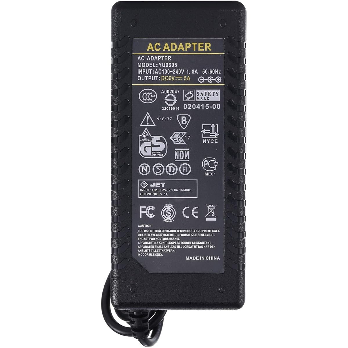 COOLM 6V 5A Power Supply - AC 100-240V to DC 6 Volt 5amp 5000mA Power Adapter Transformer Max 30 Watts 30W AC Cord Included