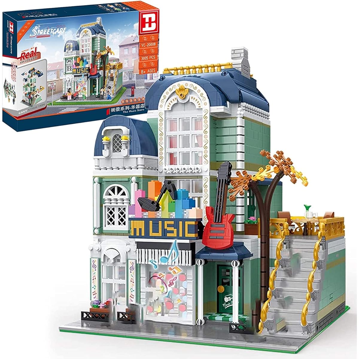 Modular House Building Blocks Model - 3005 Pieces Music Shop Terminal Block Architecture Custom Building Game Compatible with Lego YC20008 SCRTWZX