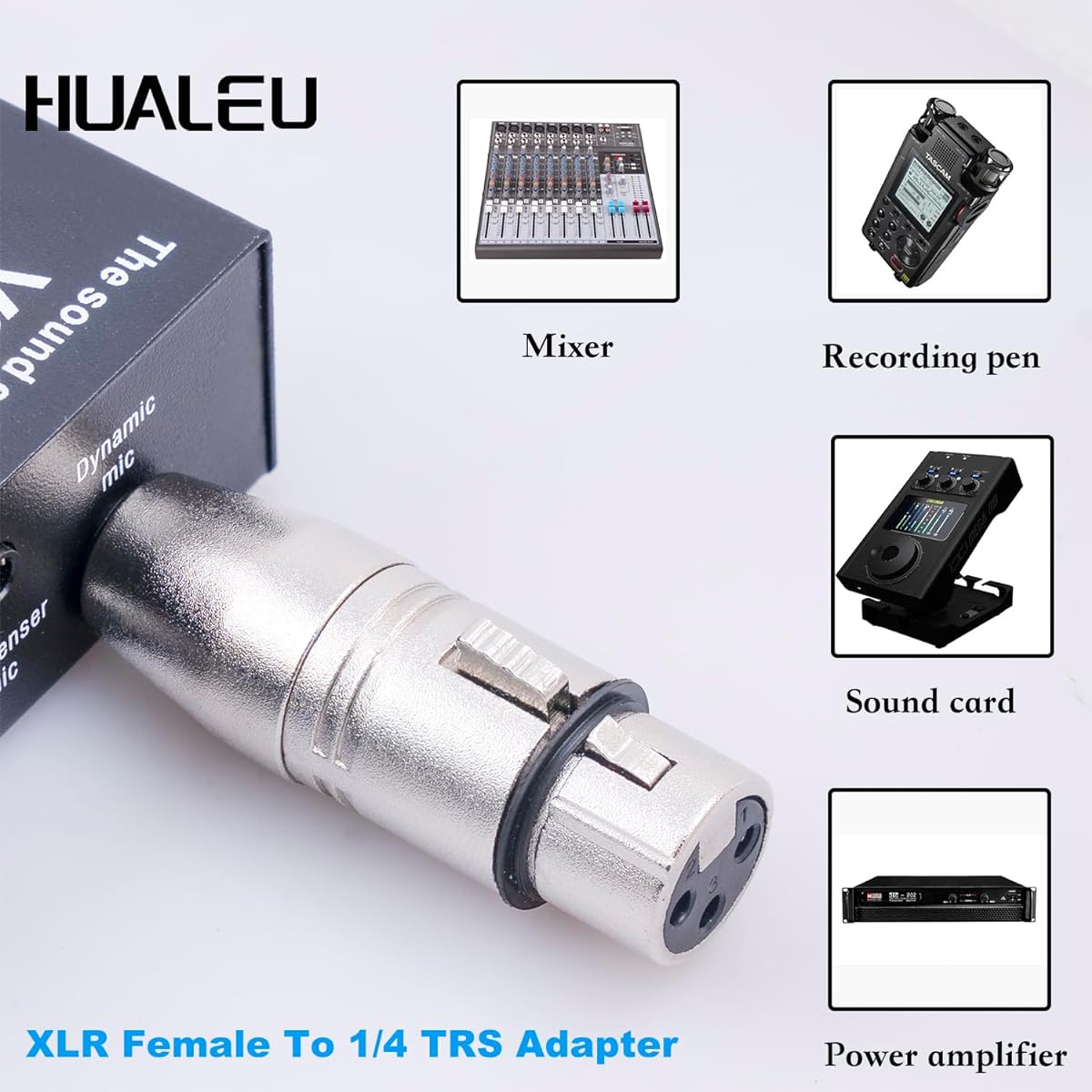 HUALEU XLR female to 1/4 TRS adapter, balanced female XLR to quarter inch 6.35mm male adapter.