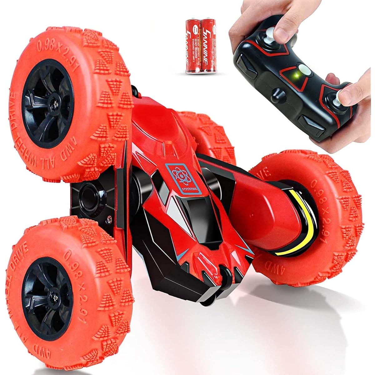 Car Toys for 5-10 Year Old Boys RC Car Stunt Car for Kids and Adults JoyJam RC Styling 2.4G Remote Control Truck High Speed Racing Car for Girls 360 Degree Rotation Rolling Christmas Birthday Gift CA-NBC-Red