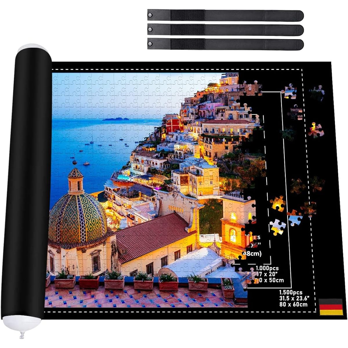 Collectix Premium Felt Puzzle Mat Roll Up Non-Slip Beautiful and Soft 3-in-1 Jigsaw Puzzle Storage for 500/1000/1500 Pieces Portable Saver Keeper Holder