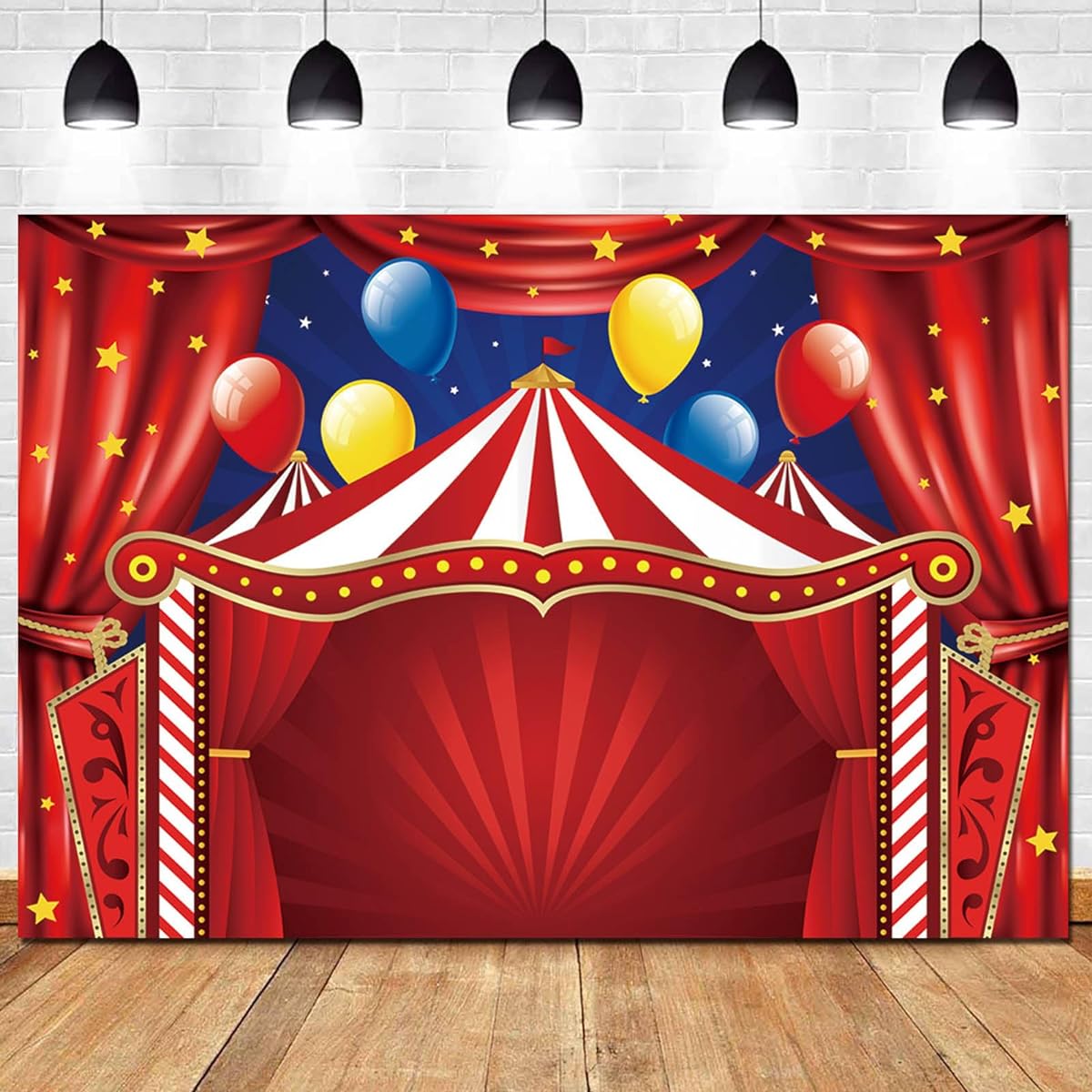 Carnival Theme Red Circus Tent Backdrop Big Top Circus Carnival Theme Birthday Party Photography Background Newborn Baby Shower Photo Booth Banner Decoration Supplies 7x5ft