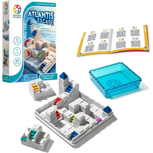 SmartGames Atlantis Escape 3D Path Building Travel Game for Kids and Adults, STEM Focused Cognitive Skills Building Brain Game, Ages 8+, 60 Challenges