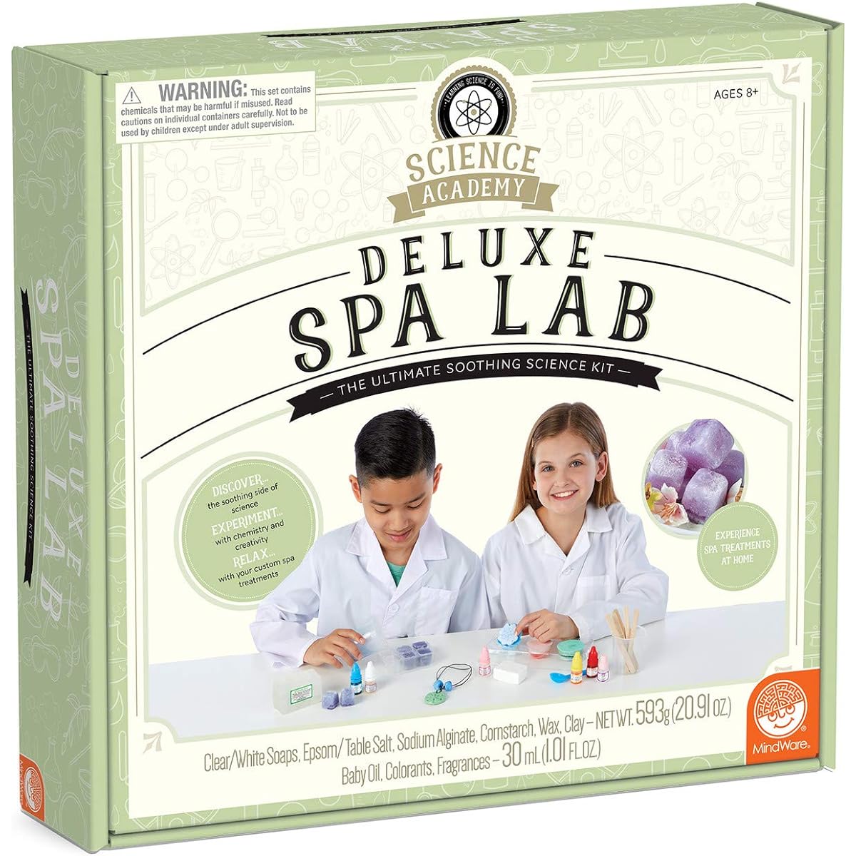 MindWare Science Academy Deluxe Spa Lab - Kids & Teens Make 4 Spa Crafts with Our 23 Piece Science Kit - Relaxing DIY Chemistry Experiment Kit for Boys & Girls - Great Gift for Kids & Teens