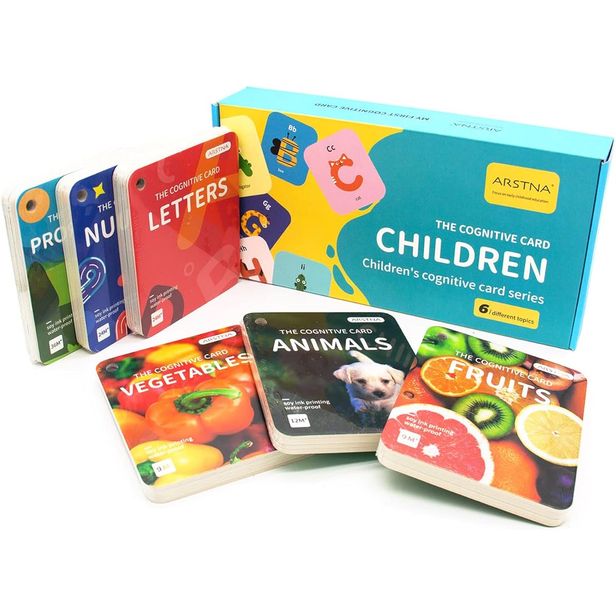 Speech Therapy Toys Flash Cards for Toddlers & Autistic Children Age 2-4 Set of 6 Animals Alphabet Numbers Fruits Vegetables Occupations Sight Words Flash Cards Reading Flash Cards