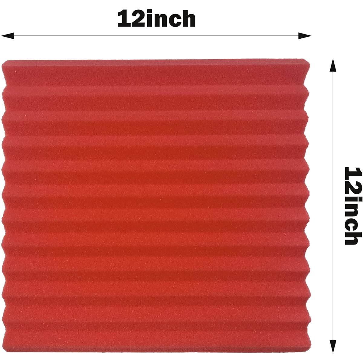 Temgcuam Acoustic Panels 1" x 12" x 12" Acoustic Foam Panels Studio Wedge Tiles Sound Panels Wedge Soundproofing Foam Liners (24 Pieces, Red)