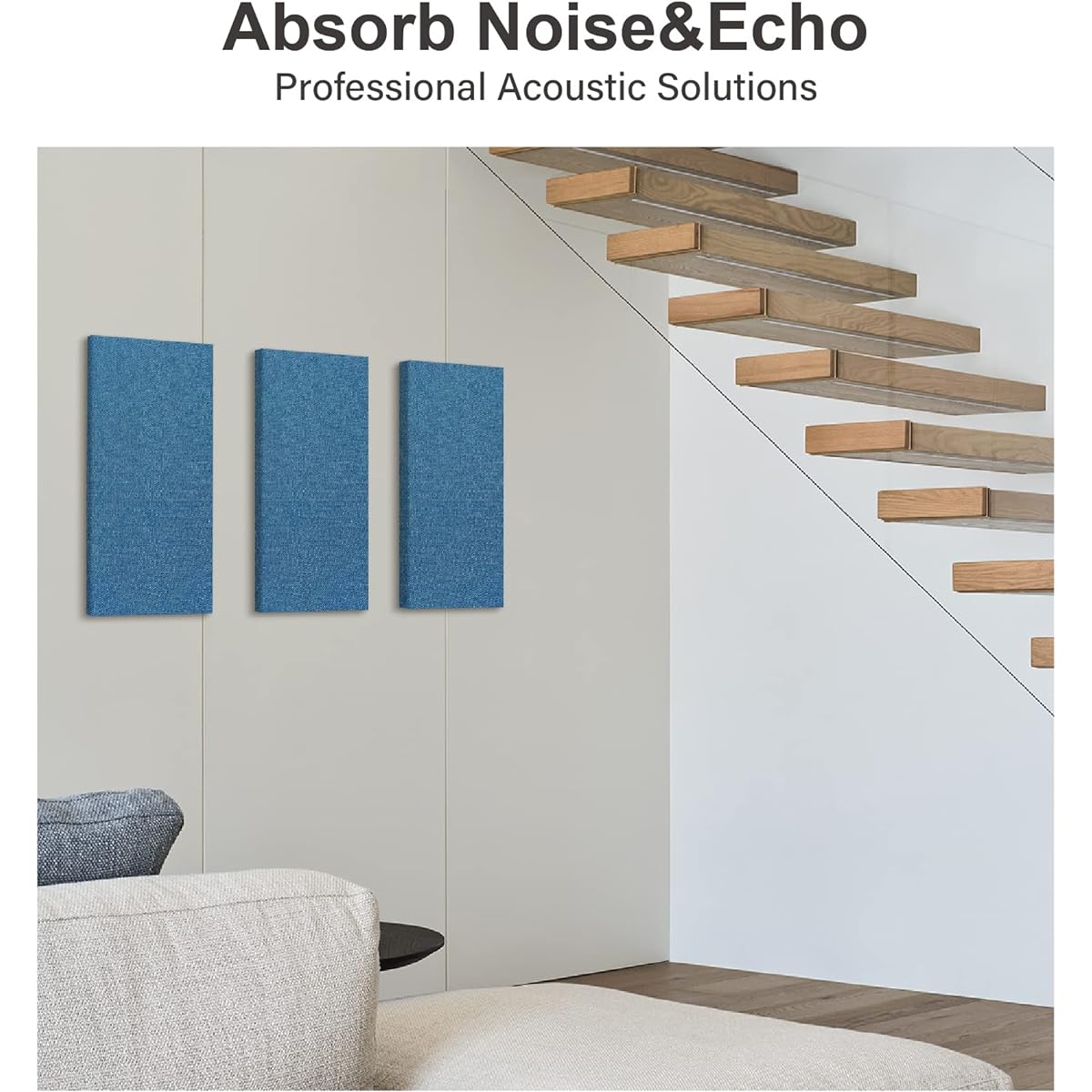 Olanglab Acoustic Panels 2 Pack 24" x 12" Fabric Wrapped Panels Soundproof Soundproofing Wall Panels Sound Absorbing Decorative Fabric Polyester Panels for Studio Acoustic Treatments (Blue)