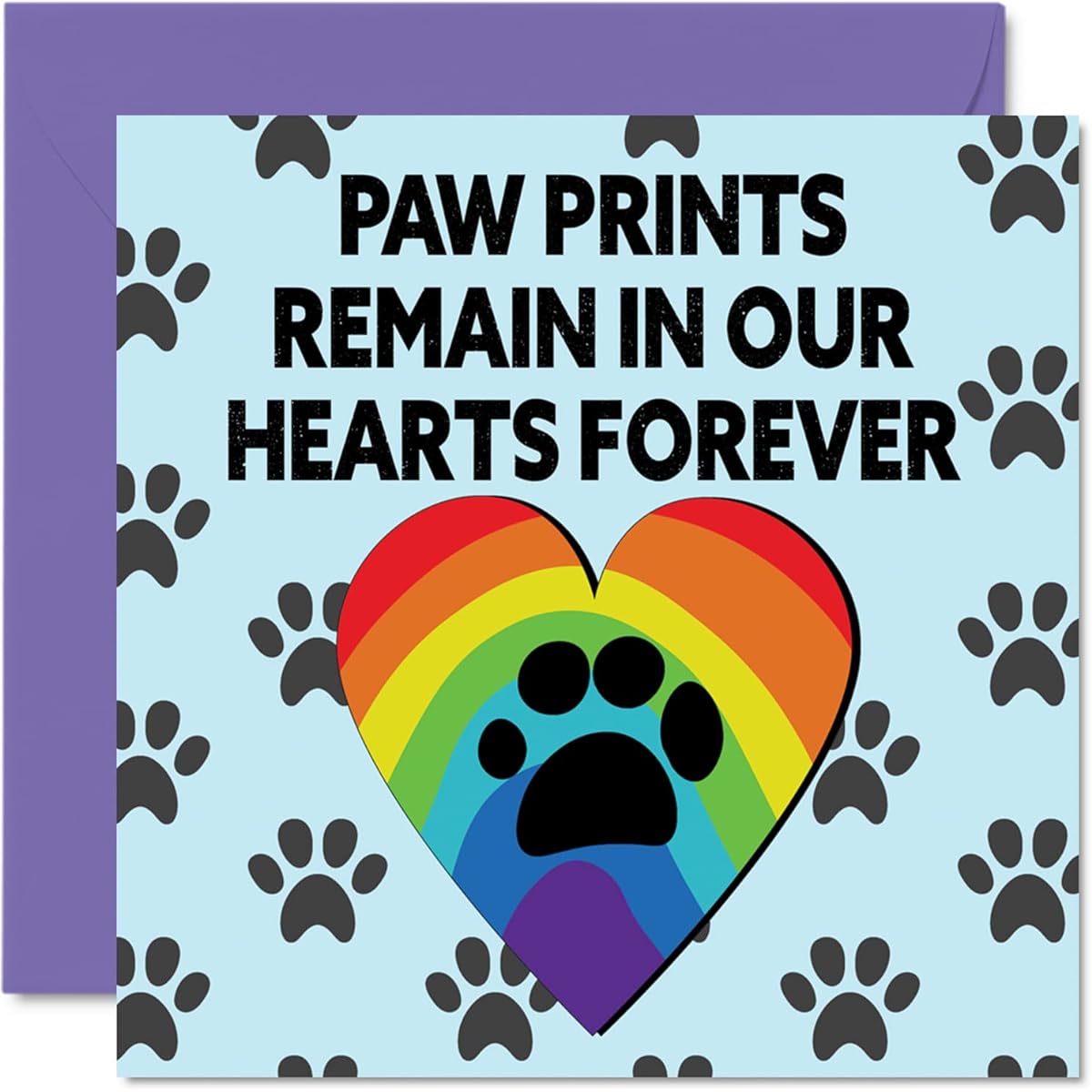 Stuff4 Pet Sympathy Cards Thinking of You Card - Paw in our Hearts - Pet Sympathy Cards for Pets Sorry for Your Loss 5.7 x 5.7 Inch Flower Sympathy Greeting Card