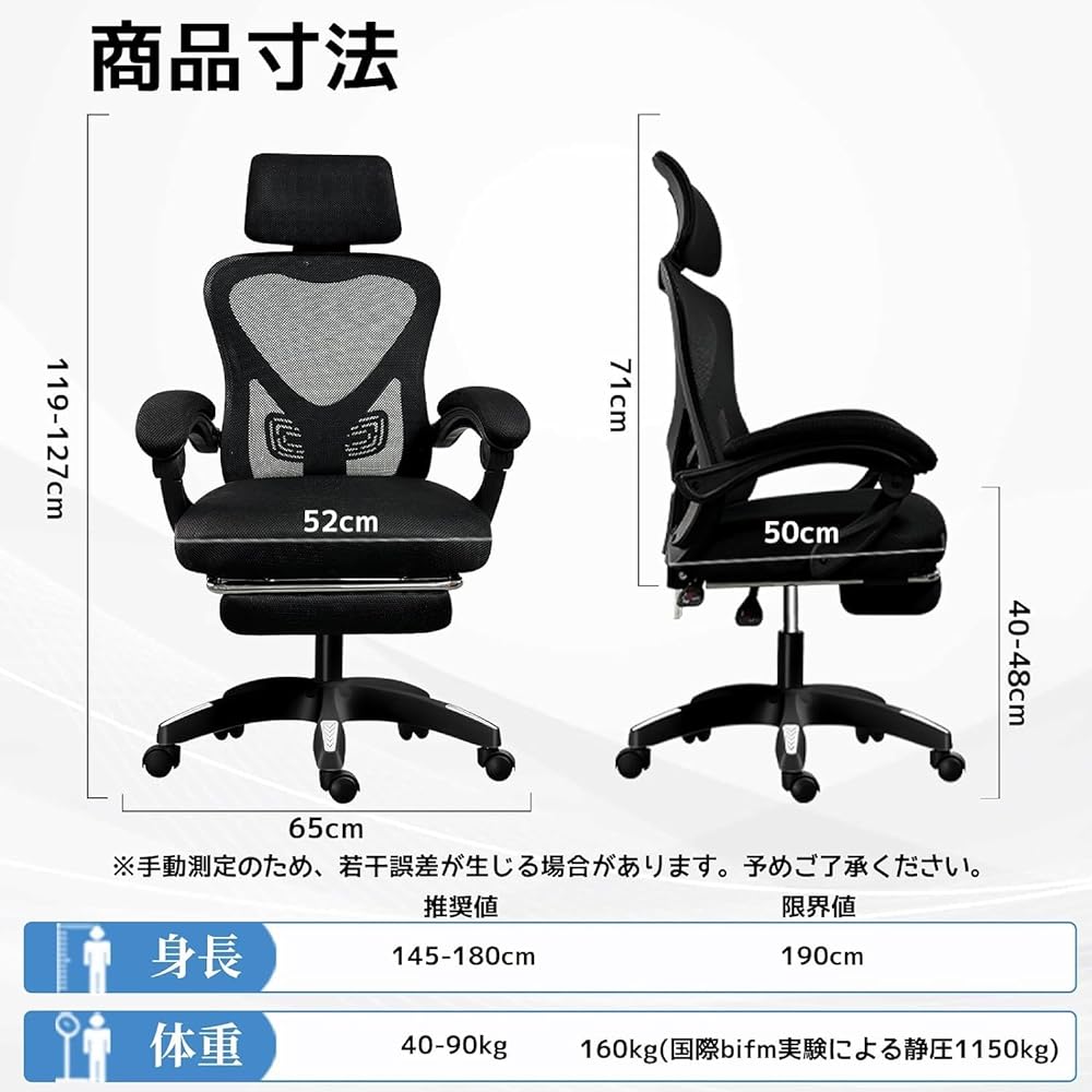 EdoErgo Office Chair, Desk Chair, Telework, No Tires, Reclining Rocking Chair, Lumbar Support, Breathable Mesh, PC Chair, Ergonomic, High Resilience Cushion, with Casters, Storage, Chair, Popular, Stylish, H-WY20 (Gray)