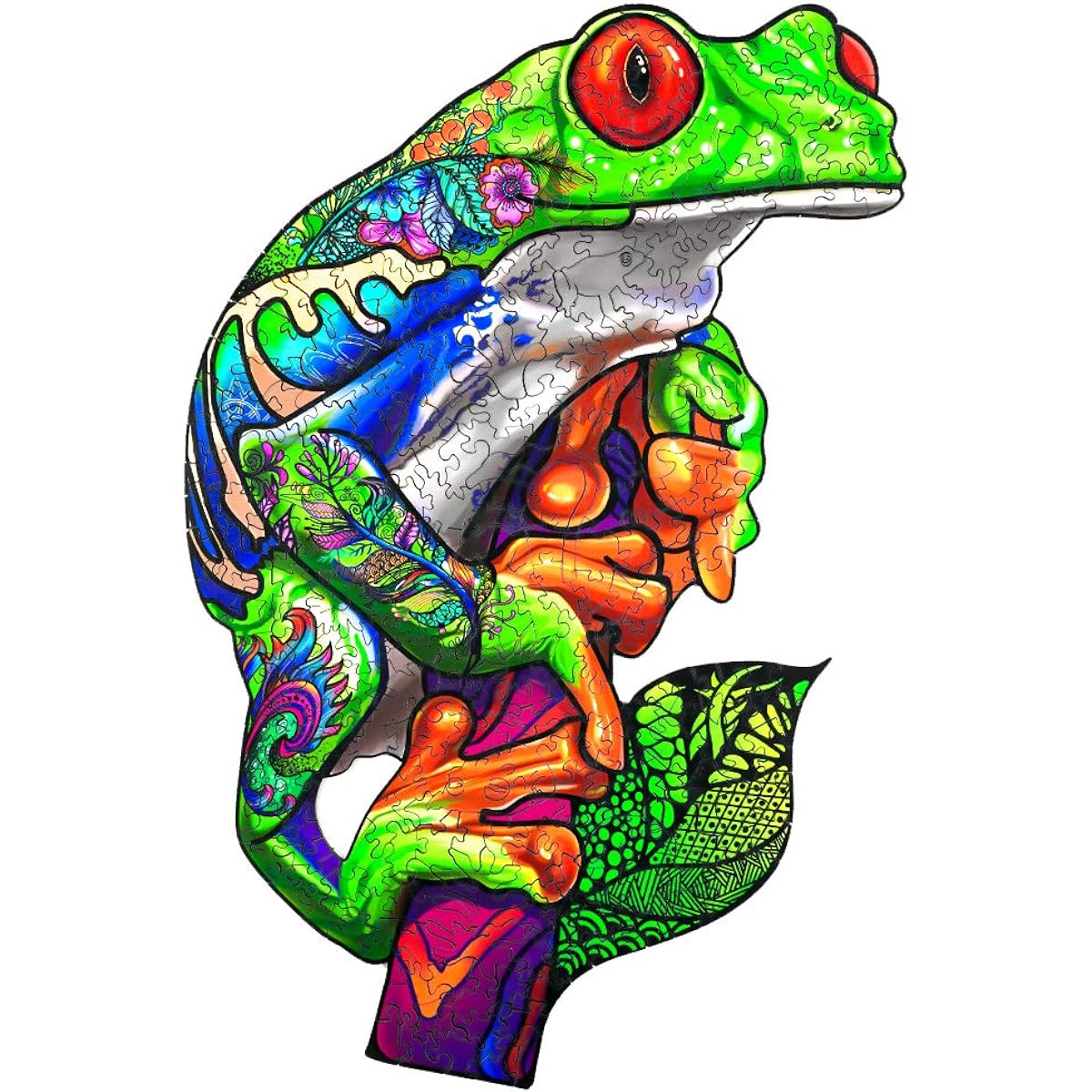Jigfoxy Wooden Puzzles for Adults, Wooden Frog Wooden Jigsaw Puzzle, Unique Animal Shape Puzzle, Christmas Thanksgiving Gift for the Turtle Lover in Your Family (XL-22.8 x 19.3 Inch-631 Pieces)