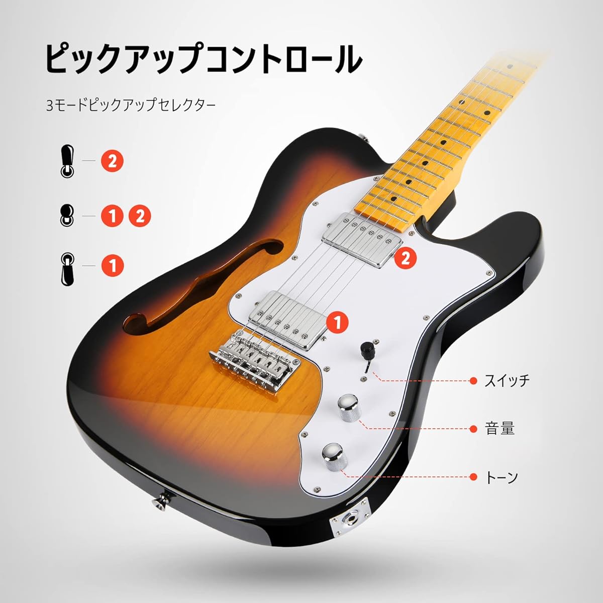 Donner Electric Guitar TC Type Jazz Beginner Set Premium Wood Sunburst DJC-1000S