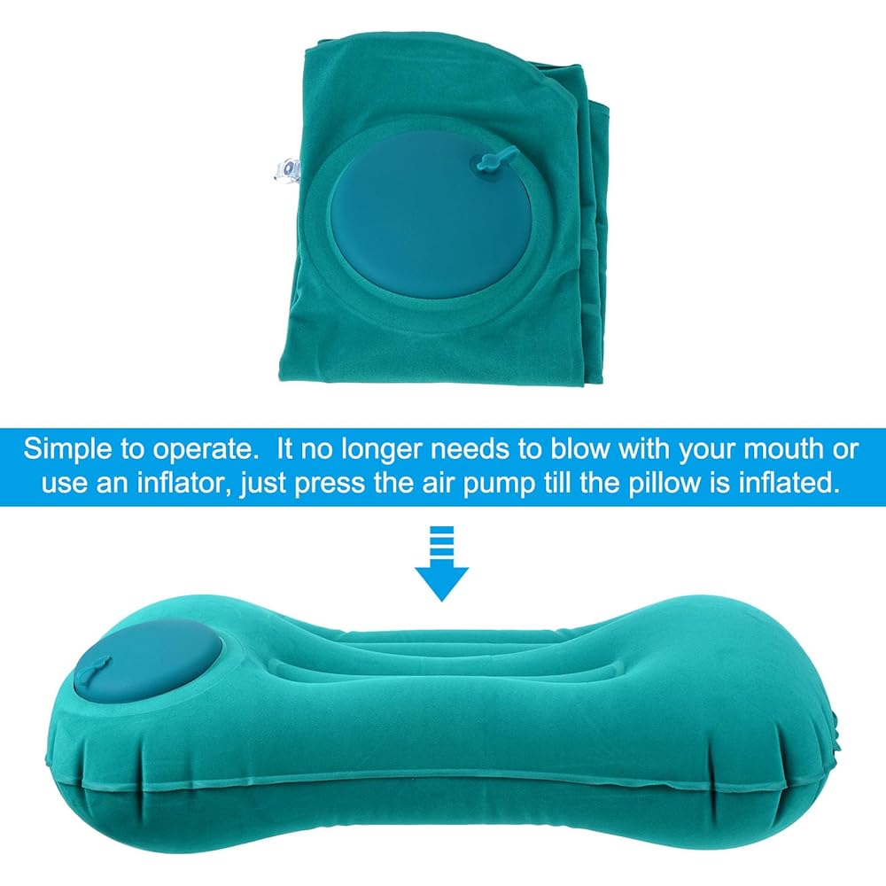 PATIKIL Camping Pillow 2 Pack Portable Camping Beach Pillow Ultralight Inflatable Travel Airplane Pillow Neck Lumbar Support for Hiking Backpacking Sea Green
