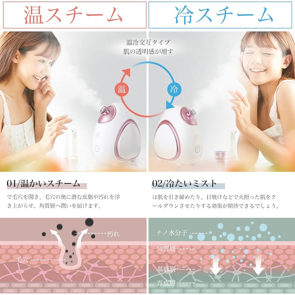 Steamer Facial Device Steamer Hot/Cold Face Steamer Aroma Compatible Dry Prevention Angle Adjustable Face Hair Moisturizing Warm Steam Mist Beauty Appliance Esthetics Tabletop