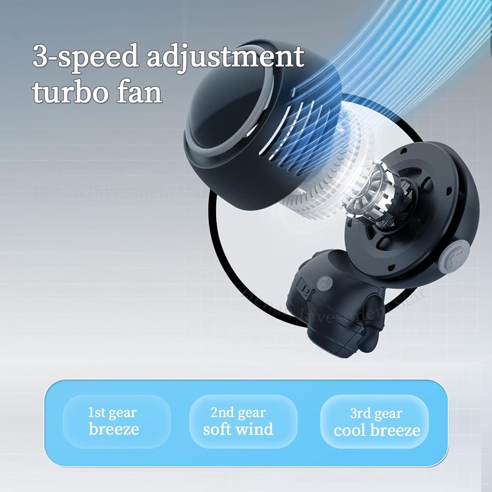 [2023 New Model] Spaceman Silver Astronaut Fan Leafless Portable Mini Fan Silent Turbo Fan USB Charging 900mAh Lithium Battery 360° Adjustable Air Outlet Tough Summer Outdoor Sports Decoration (Black and White 2 Pieces)