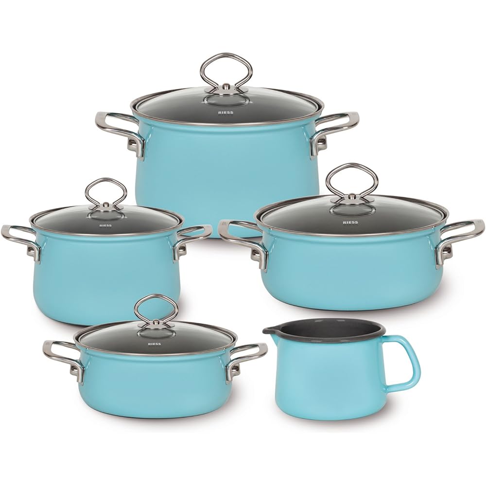 RIESS Single Handed Pot Crystal Blue 1kg Pot m.Glasd 16cm 1.5L 0651-037