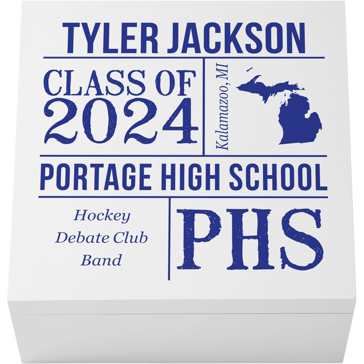 Let's Make Memories Keepsake Box - Everything for the Graduate - Graduation Favors - Class of 2022 - 6" H x 12" Sq. - Blue