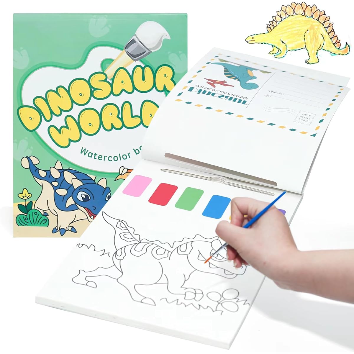 TWWDE AUG Pocket Watercolor Book for Toddlers (Dinosaurs)