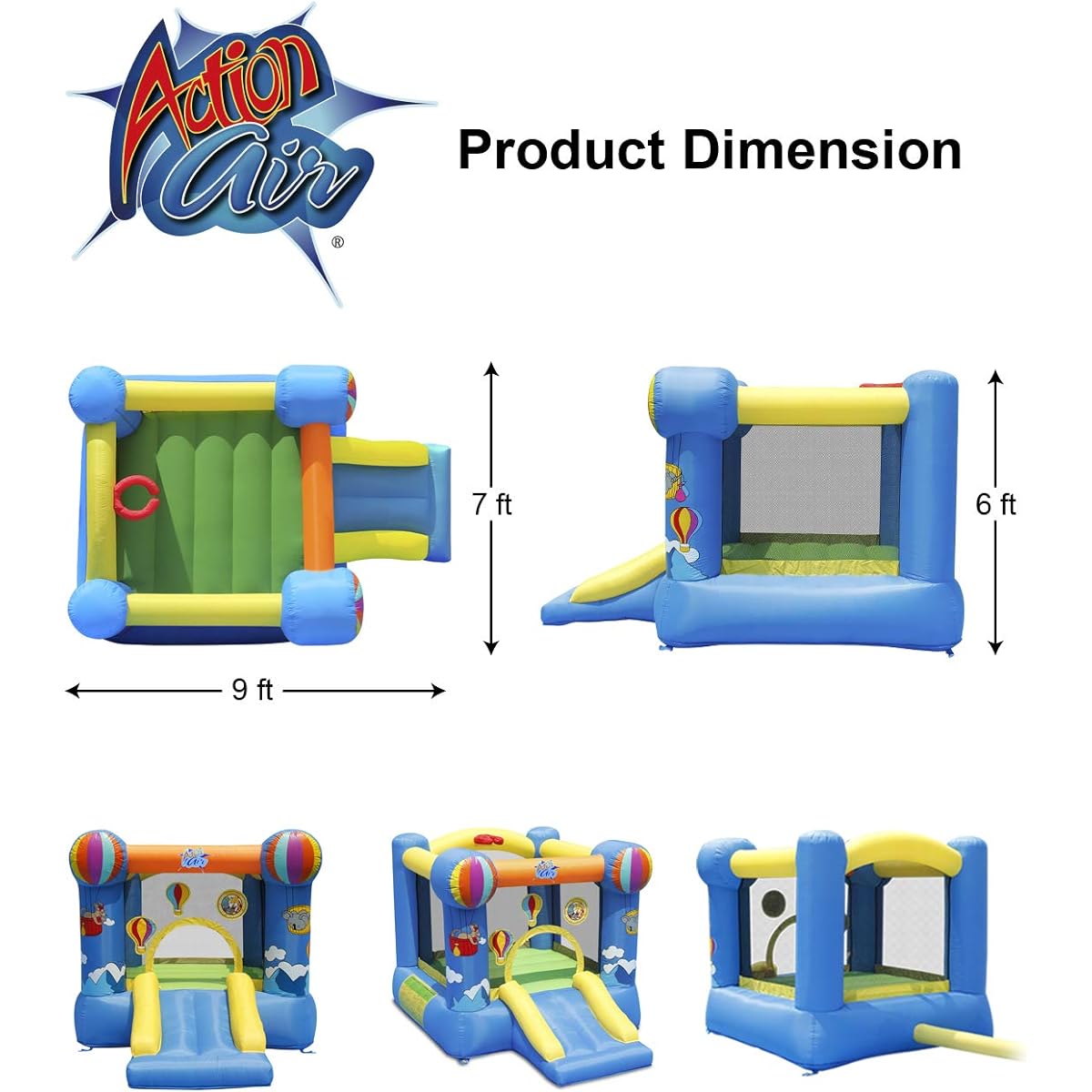 ACTION AIR Bounce House Inflatable Bouncer with Blower Jumping Castle for Outdoor and Indoor Use Love for Kids