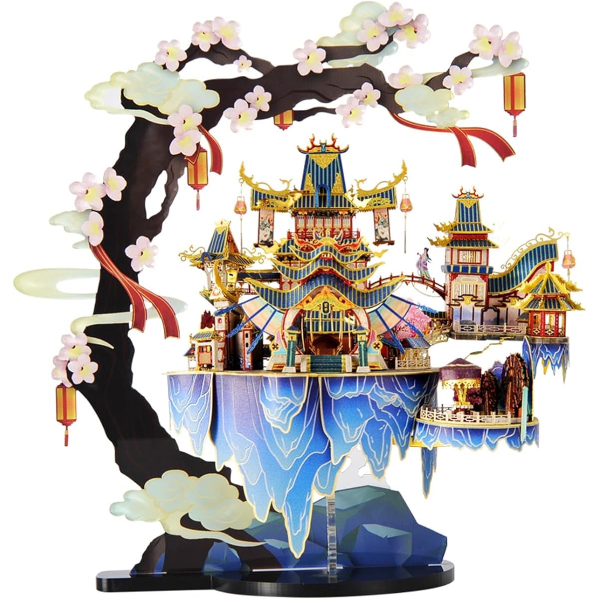 Microworld 3D Metal Puzzle Peach Blossom Source Architecture Metal Model Kit DIY Brain Teaser Challenge 3D Puzzle for Adults Arts Crafts Assembled Home Decoration Gift