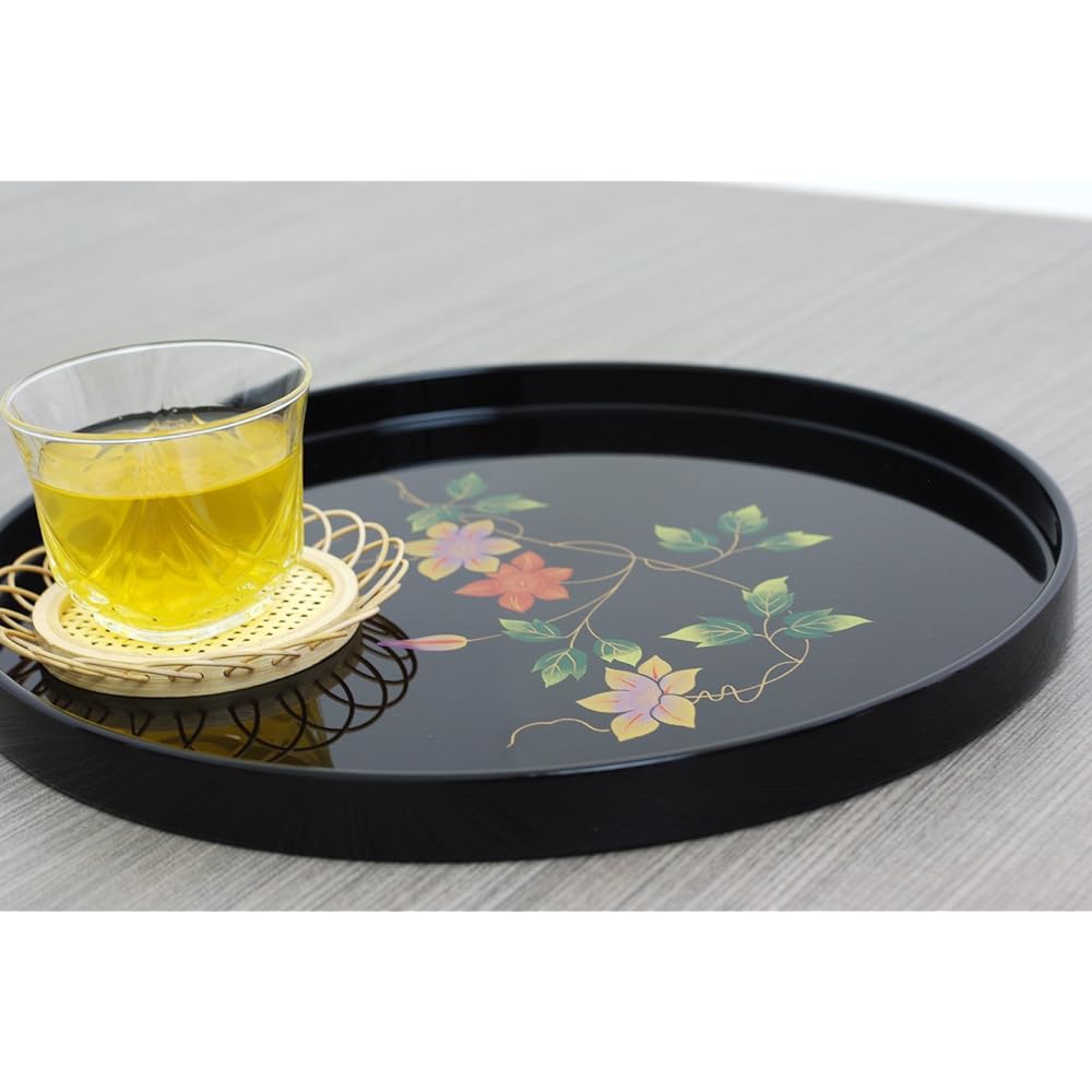 Nakanishi Kogei Kishu coloring round tray deep black Yamato orchid 22-12-2