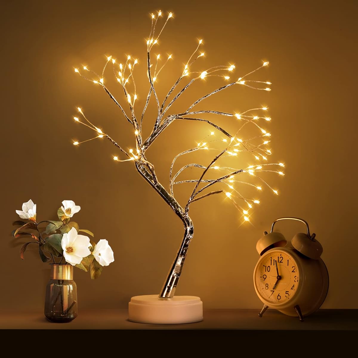 Qukadark Home Decor Glow Bonsai Tree Light Room Decoration Night Light Tabletop Artificial Tree Light Gift Home Decor Perfect for Wedding Christmas Holiday etc. (Warm White)