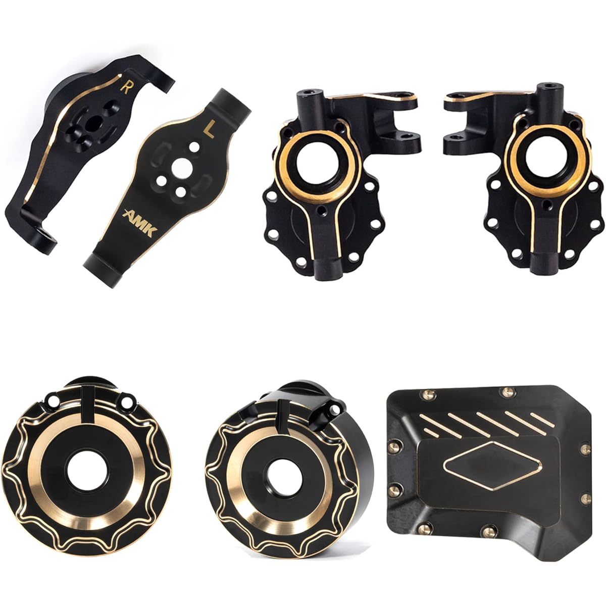 TRX4 Brass C-Hubs Caster Block Differential Cover Brass Front Axle Counterweight for 1/10 RC Crawler TRX6 TRX4 Upgrade Parts (4 in 1)