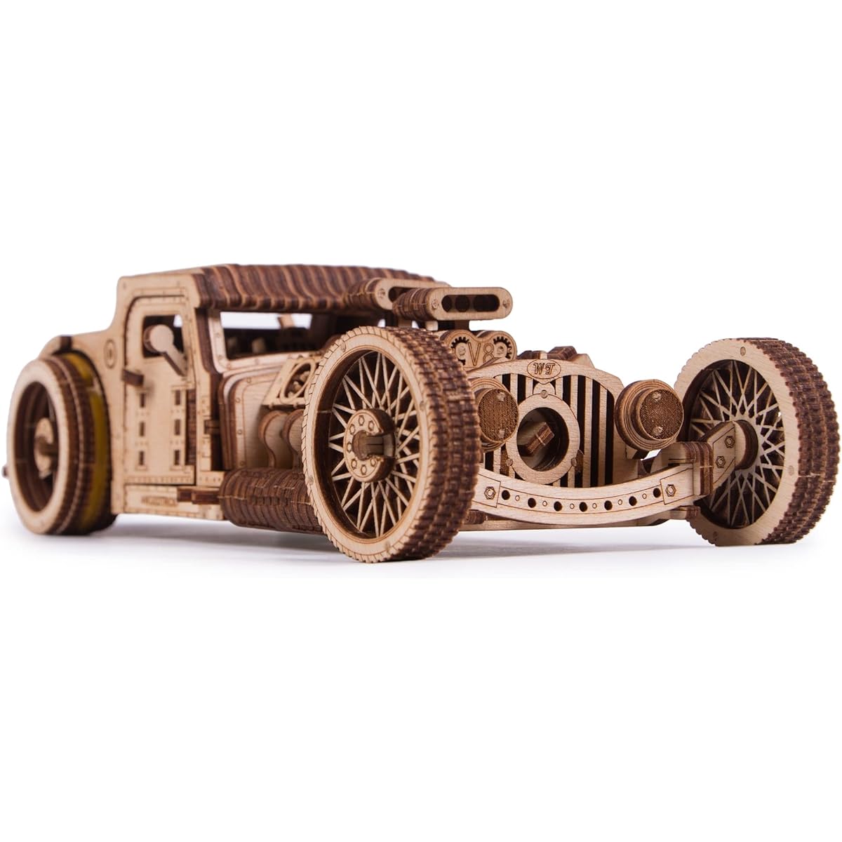 Wood Trick Hot Rod / Self-propelled 3D wooden puzzle / Wooden model