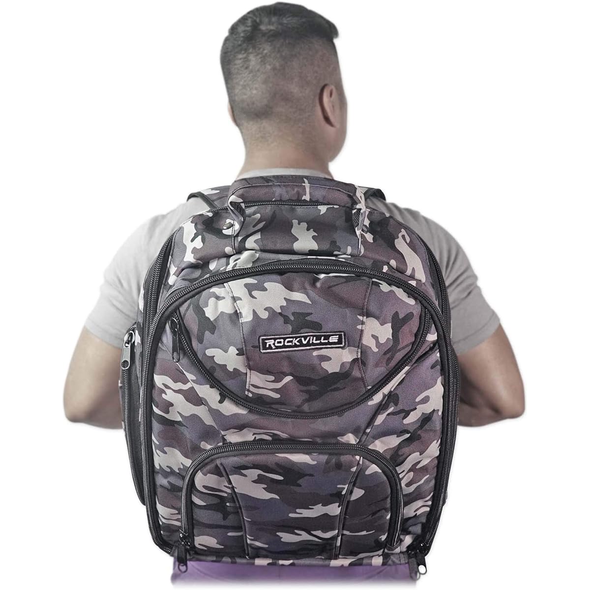 Rockvilie DJ Mixer Case Travel Camo Backpack Bag Fits 19" W x 20" H x 13" D