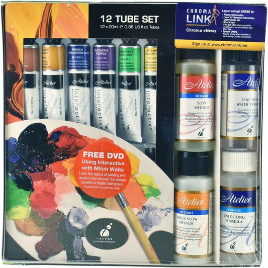 CHROMA Atelier Interactive Acrylic Plain Air Set 12 Tube Set 20ml with Medium