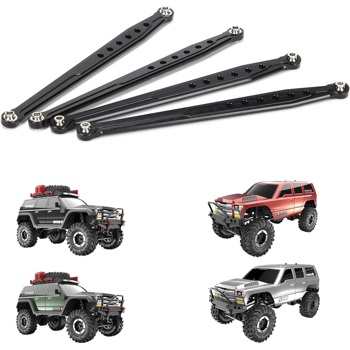 RCAWD Lower Suspension Link Set 4 Pieces RedCat 1/10 Everest Gen7 Pro/Sport RC Crawler Link Rod Aluminum Linkage Rod Arm Set Upgrade Parts Black