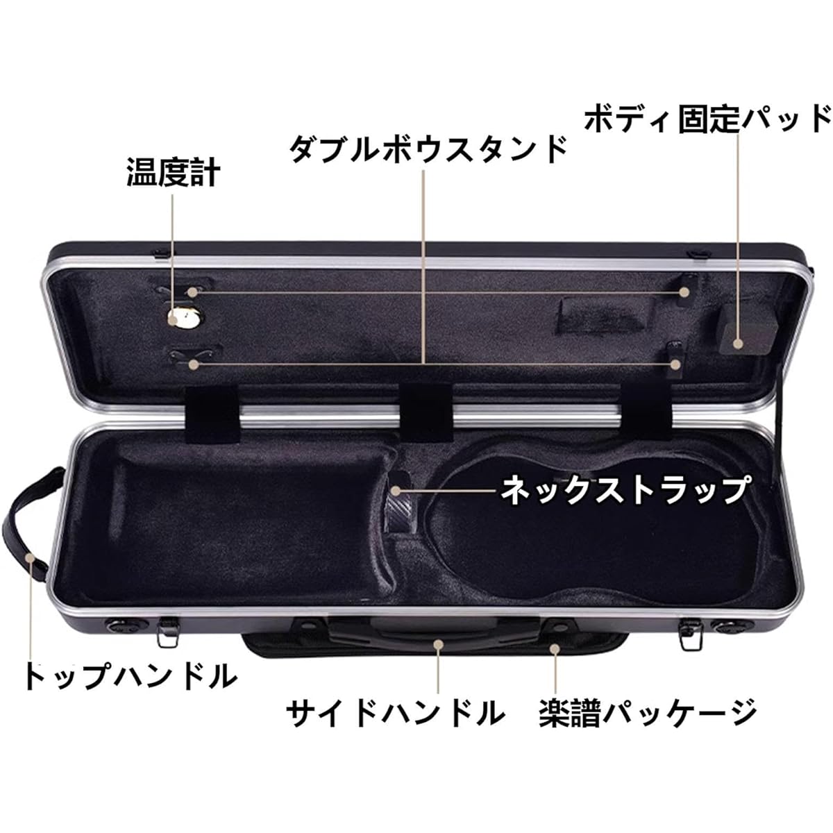 Violin Case, 2024 New 4/4 Full Size Violin Hard Case, Portable Lightweight Violin Case Backpack with Hygrometer, Violin Backpack Carbon Fiber, Carry-On, Violin Protection Box, Protective 4/4 Violin Case, Music and Shoulder Rest Pouch, Gold