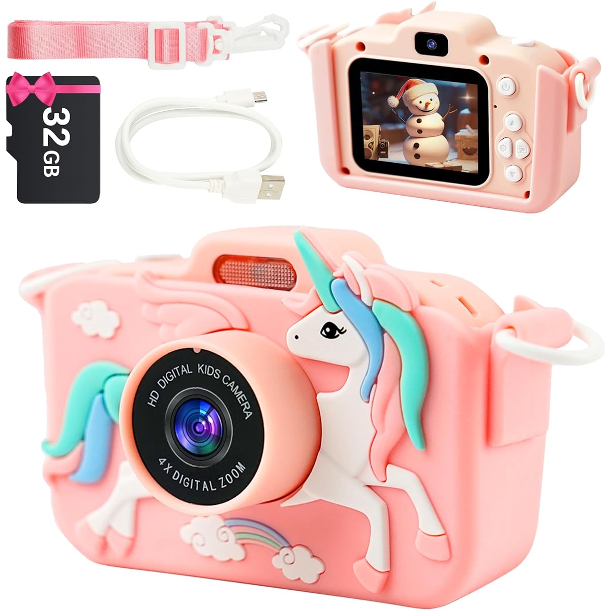 BELLOCHIDDO Kids Camera with Unicorn Soft Silicone Cover