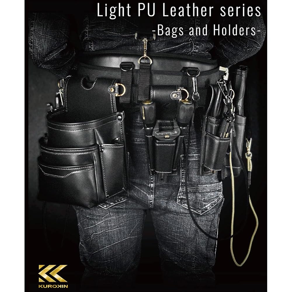 Fujiya Driver Pliers Holder 2 Tiers Black Gold LIGHT PU LEATHER SERIES AH-72BG