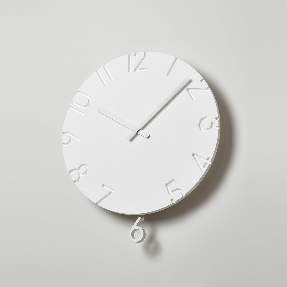Lemnos Wall Clock Carved Swing Analog Pendulum White CARVED SWING NTL15-11 Lemnos W30.5×H35.5×D5.8cm