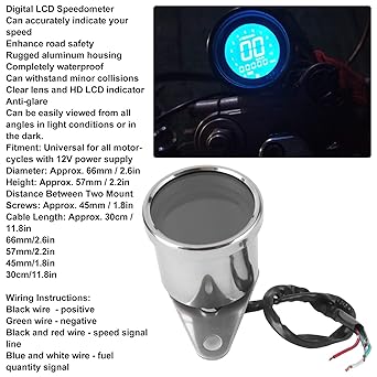 Aramox Motorcycle Speedometer 12V Universal Motorcycle Multifunction Meter Tachometer Odometer Fuel Gauge Speedometer Silver