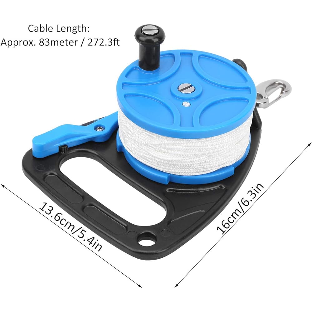 Diving Reel Portable 289FT Scuba Choice Scuba Diving Multipurpose Dive Reel Diving Equipment Large Reel Handle Buckle Combination