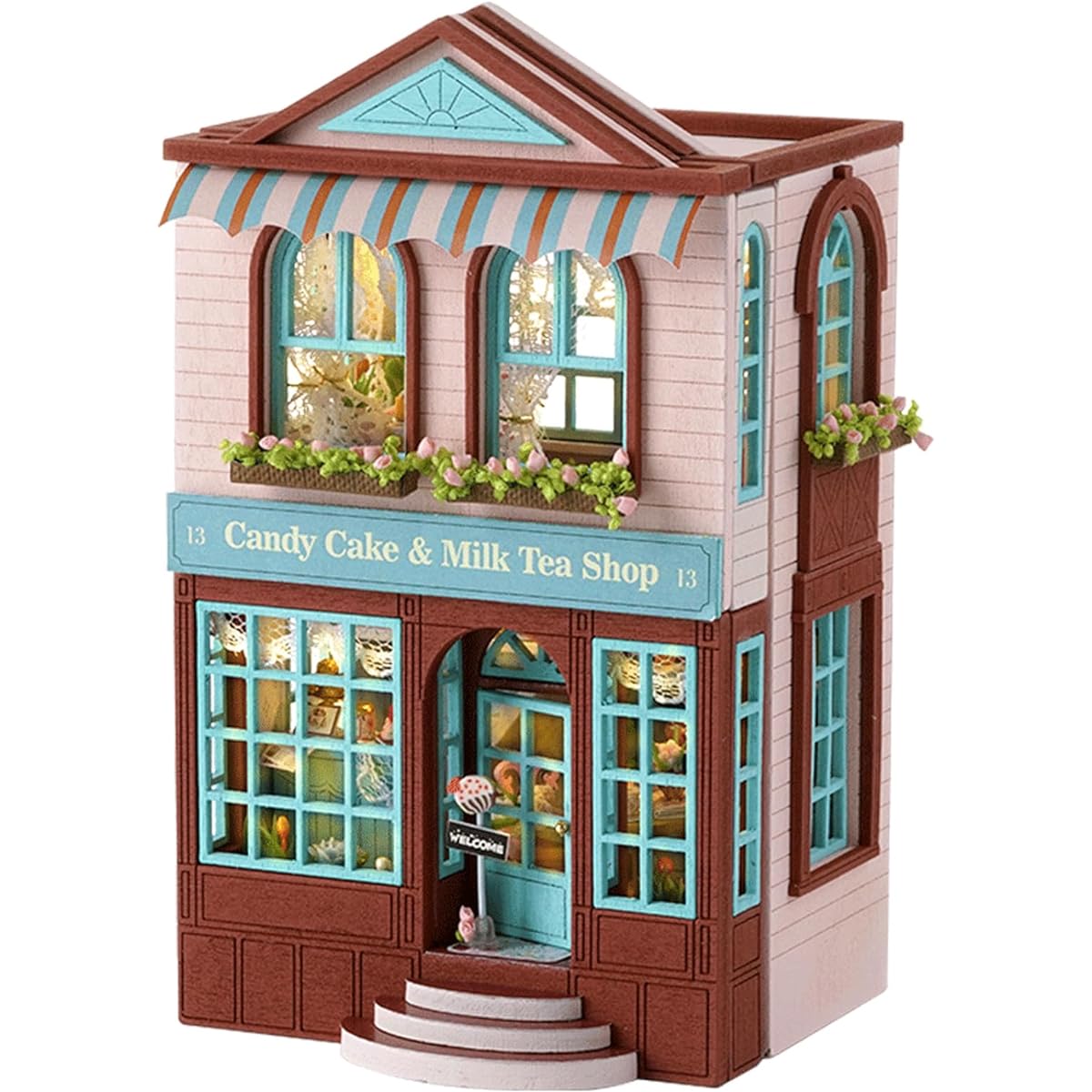 Flever Dollhouse Miniature DIY House Kit Creative Room with Furniture Romantic Valentine's Gift (Candy Adventure)
