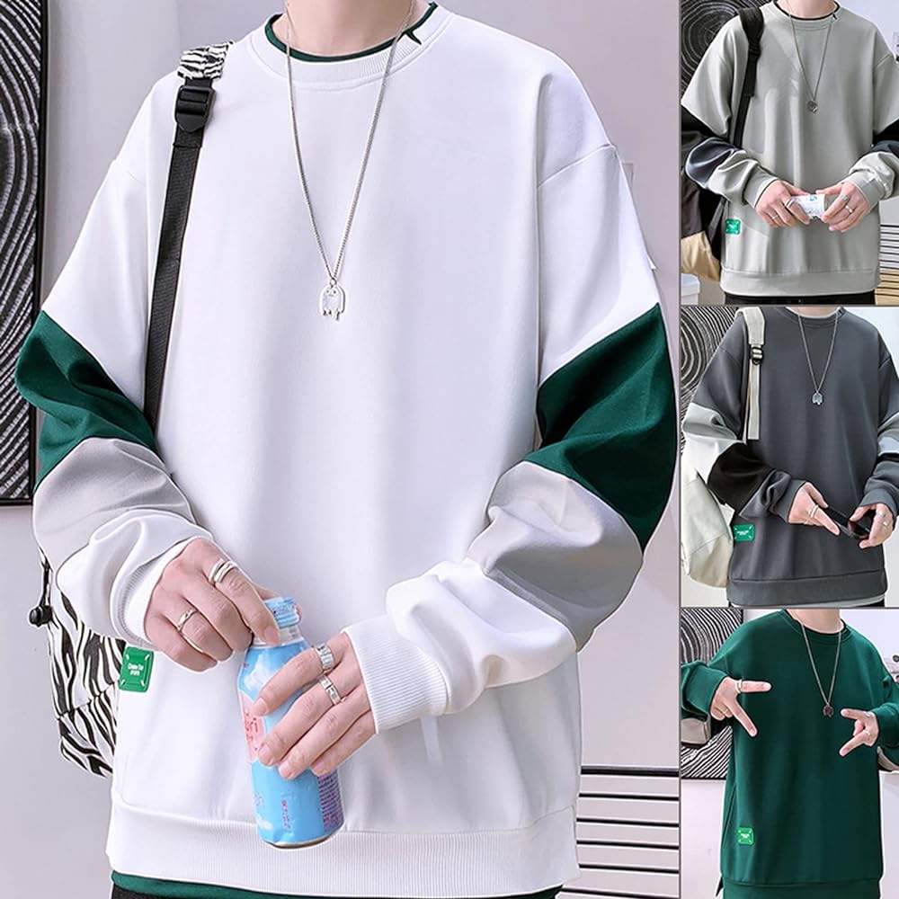 Hisitosa Sweatshirt Men's Autumn/Winter Long Sleeve Hoodie Men's Loose Large Size Sweatshirt Pullover