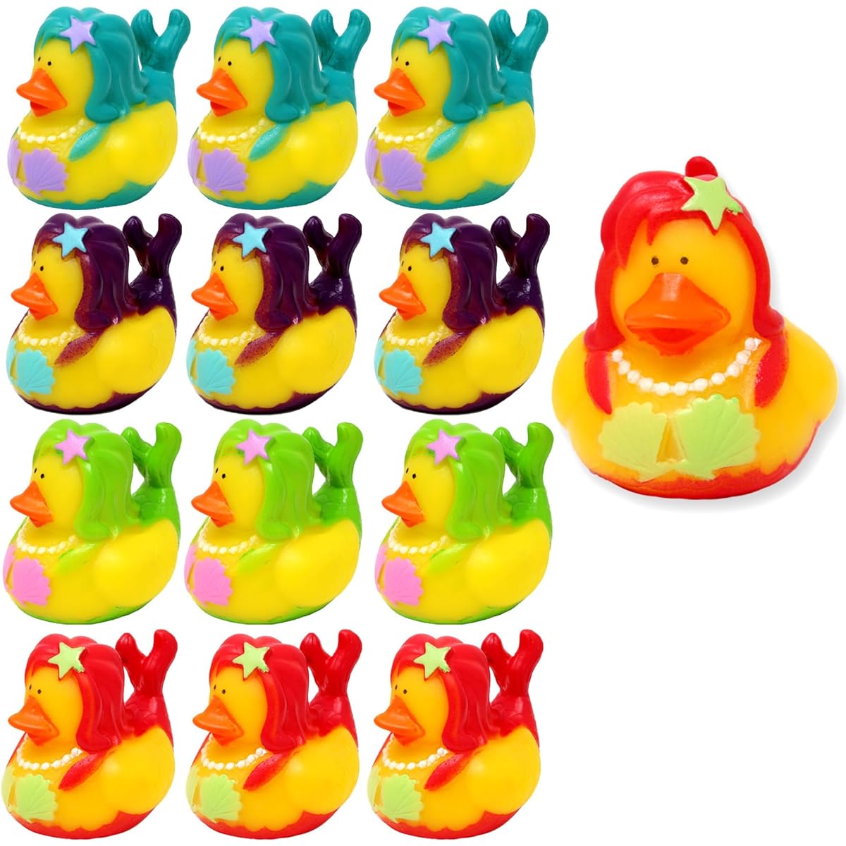 Mermaid Rubber Duck 12 Pieces Mermaid Novelty Rubber Ducky Mermaid Party Favors Mermaid Birthday Party Supplies Mermaid Baby Shower Bath Toy Mermaid Goodie Bag Pinata Filler Character Rubber Duck