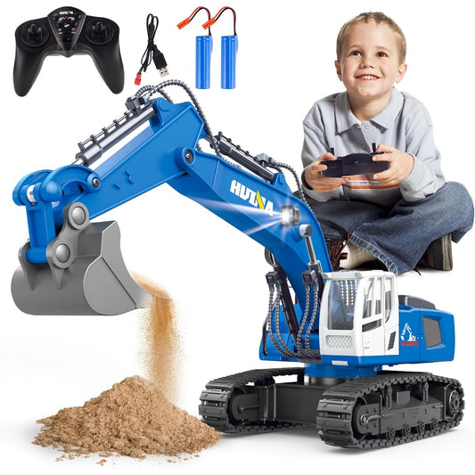 UNIH Remote Control Excavator Toy for Boys, 11 Channel 2.4G RC Excavator, Boys Toys for 4 5 6 7 8 9 Years Old, 1/18 Scale, Perfect for RC Excavator, Great Christmas and Birthday Gift, Suitable for Boys Ages 4+