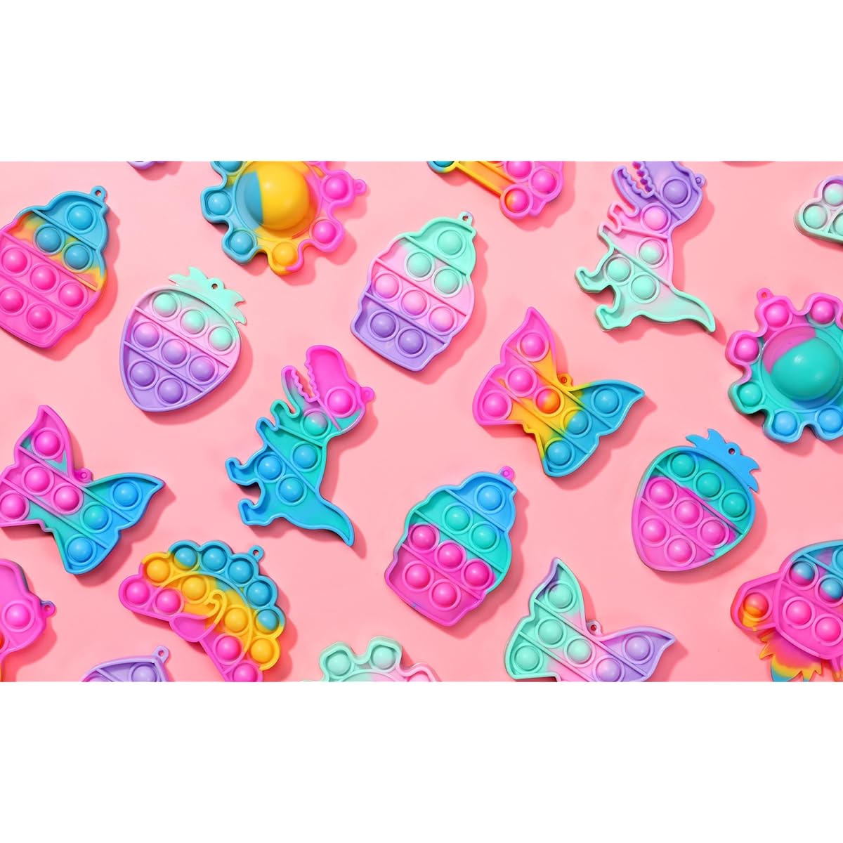 Qinline Valentine's Day Gifts for Kids Set of 24 Valentine's Day Cards Dinosaur Pop Bubble Fidget Toys Bulk for 3-12 Year Old Boys/Girls Valentine's Party Favors Class Exchange for Ages 3+