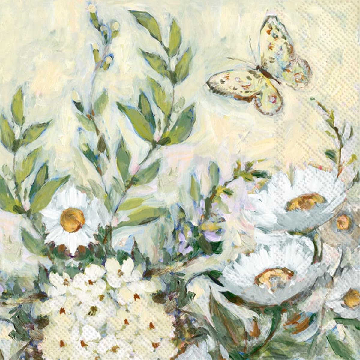 Boston International IHR 3-ply Paper Napkins, 20 Cocktail Size Daisy Flower
