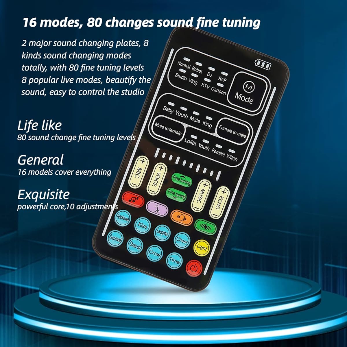 i9 Voice Changer Handheld Sound Card Mini Voice Changer Device with 8 Different Voice Changes and 8 Built-in Sound Effects, Mini Voice Modulator for Any Mobile Phone Computer Tablet Game Console
