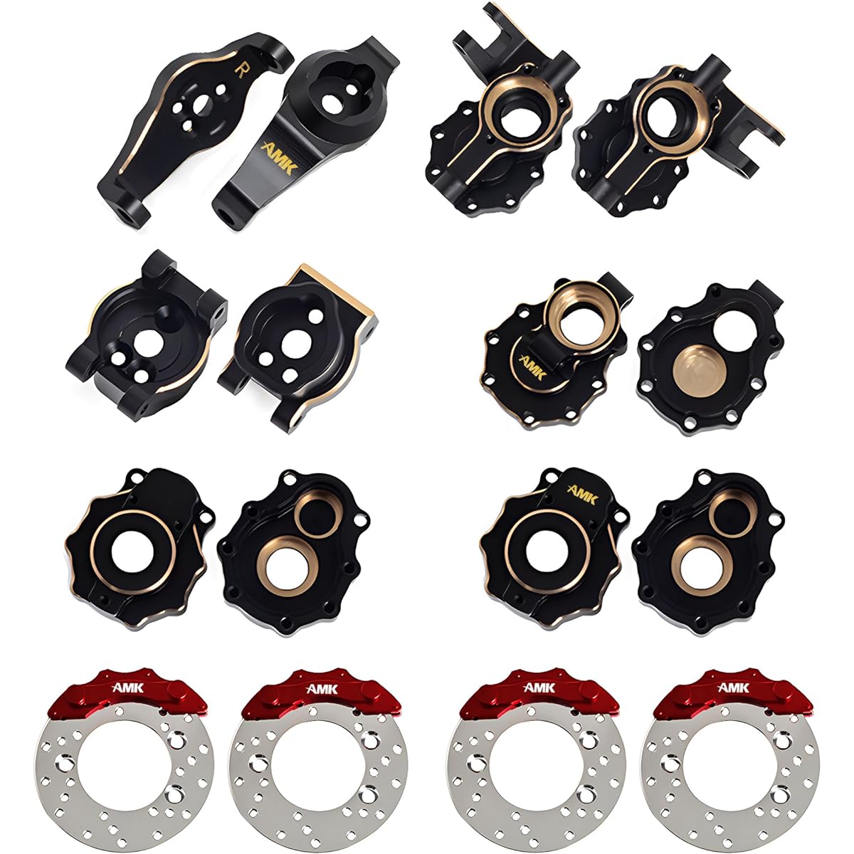 AMK TRX4 Brass Counterweight 456g 8 in 1 Set Black Coated Portal Axle Housing for 1/10 RC Crawler TRX6 TRX4 Bronco Defender TRX4 Upgrade Accessories