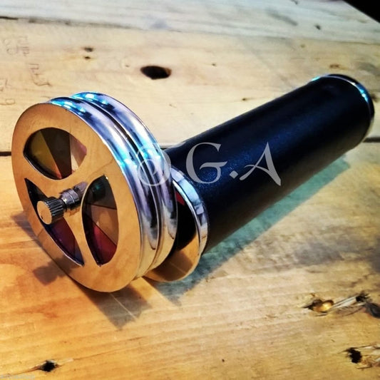 Antique Brass Kaleidoscope Double Wheel Leather Wrapped Nickel Finish Telescope Humaira Nauticals